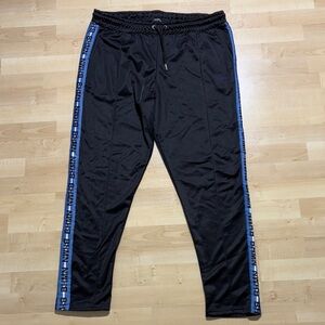 Boohoo Black Joggers with Blue Logo Stripes